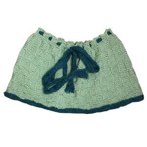 Handmade Knit Mini Skirt Small-Large Green Blue Y2K Pastel